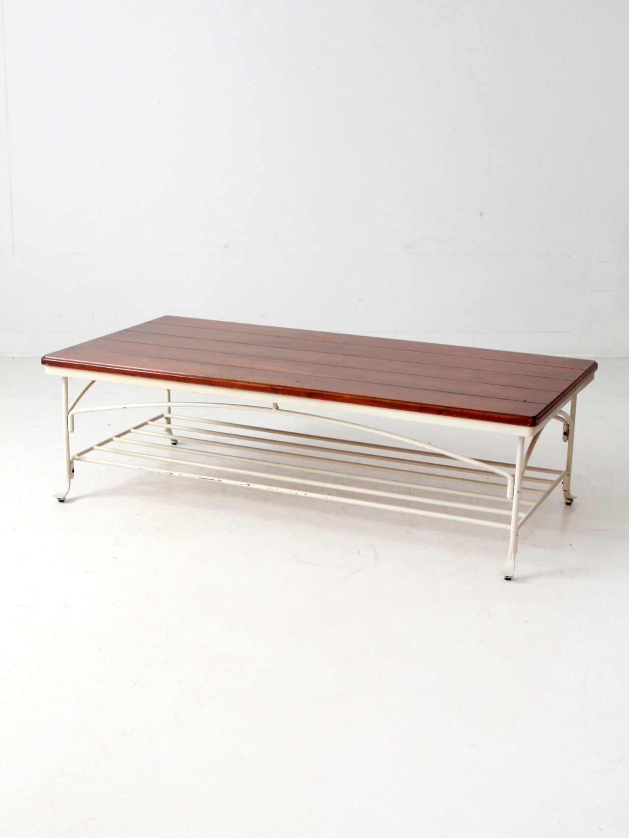 vintage wood and iron coffee table
