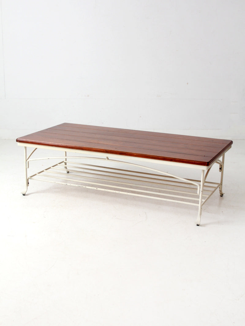 vintage wood and iron coffee table