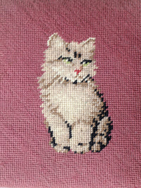vintage needlepoint cat footstool