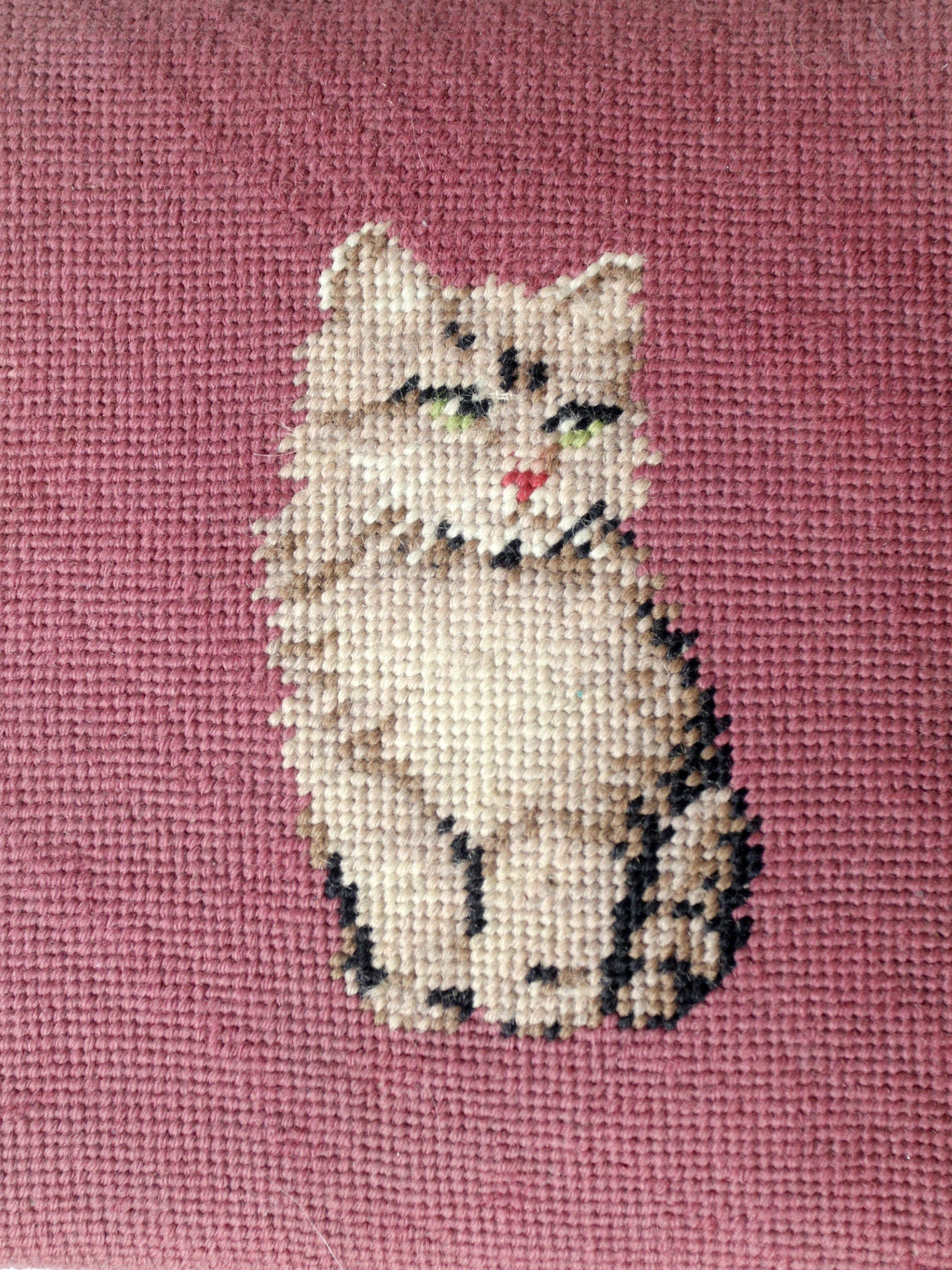 vintage needlepoint cat footstool