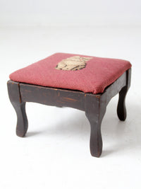 vintage needlepoint cat footstool
