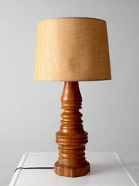 mid-century turned mixed wood table lamp