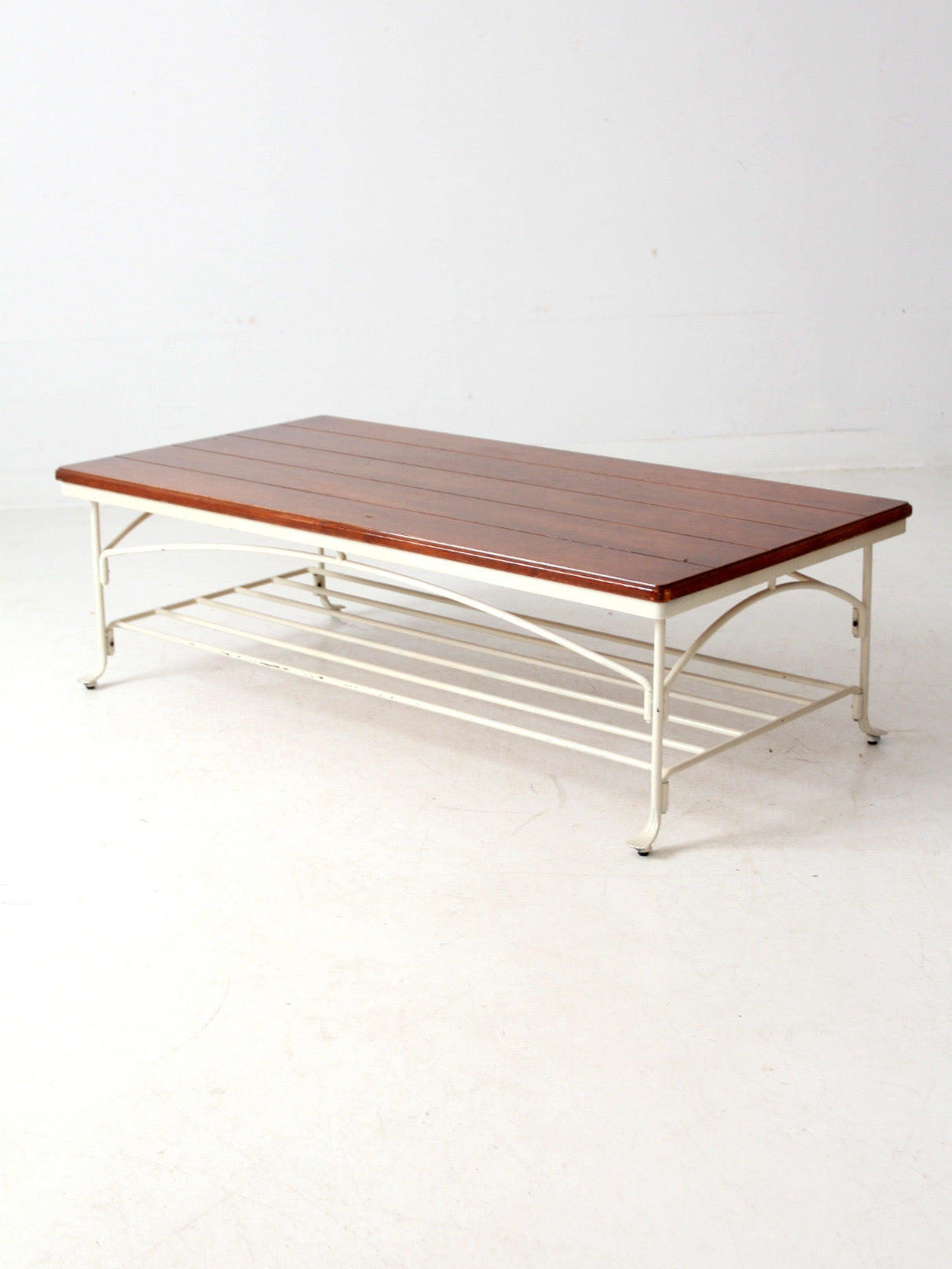 vintage wood and iron coffee table