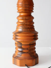 mid-century turned mixed wood table lamp