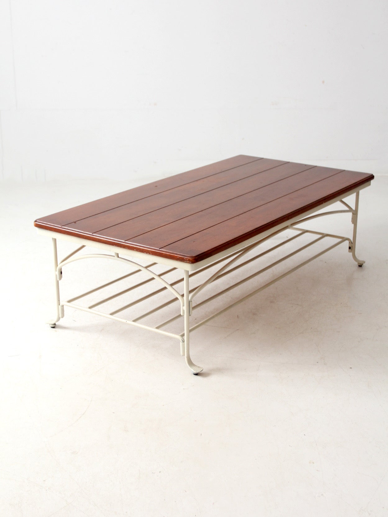 vintage wood and iron coffee table