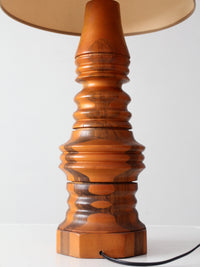mid-century turned mixed wood table lamp