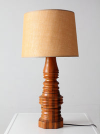 mid-century turned mixed wood table lamp