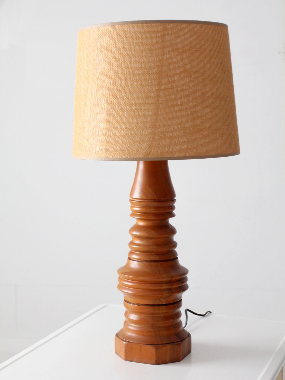 mid-century turned mixed wood table lamp