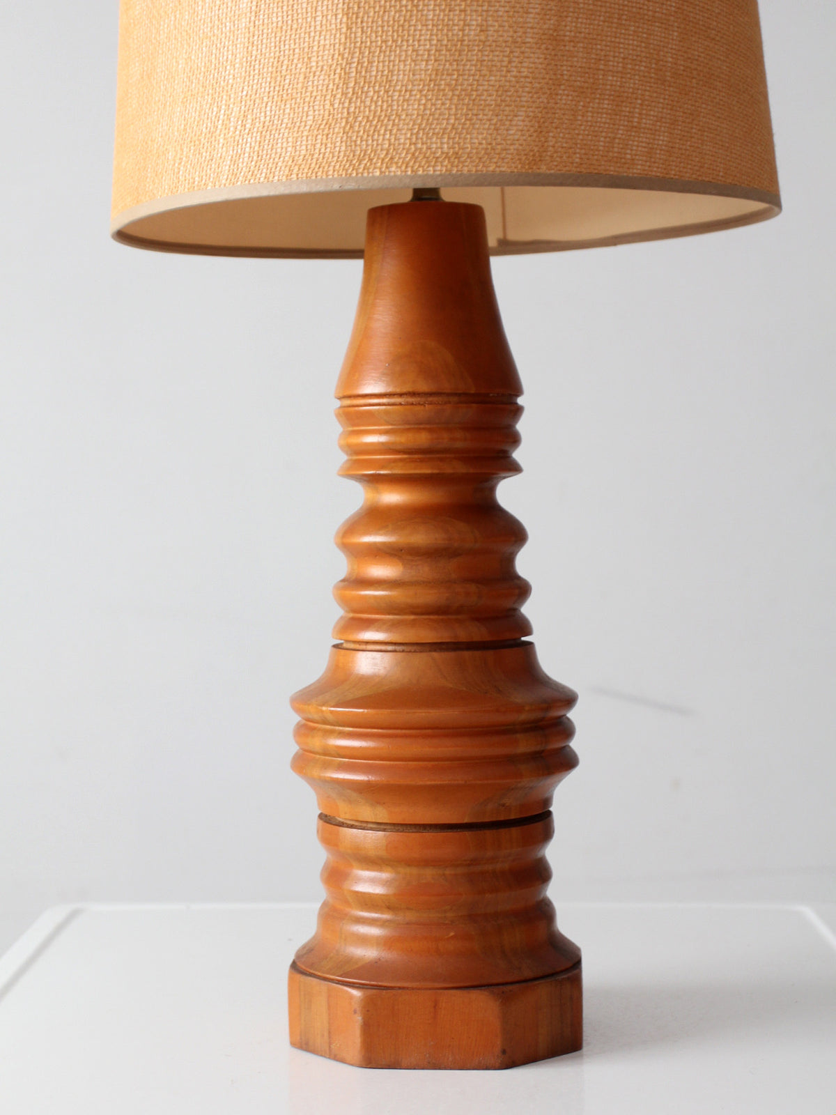 mid-century turned mixed wood table lamp