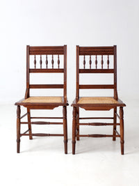 antique Eastlake side chairs with cane seats pair