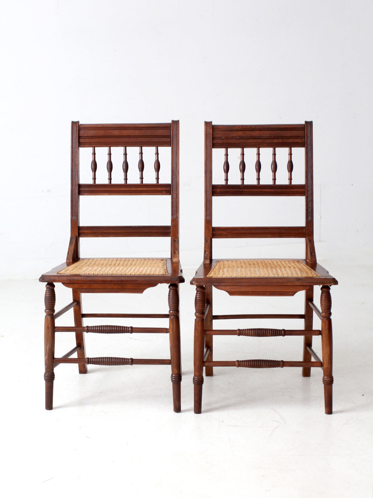 antique Eastlake side chairs with cane seats pair
