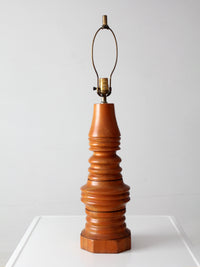 mid-century turned mixed wood table lamp