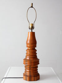 mid-century turned mixed wood table lamp