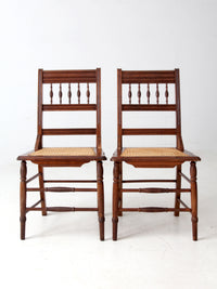 antique Eastlake side chairs with cane seats pair