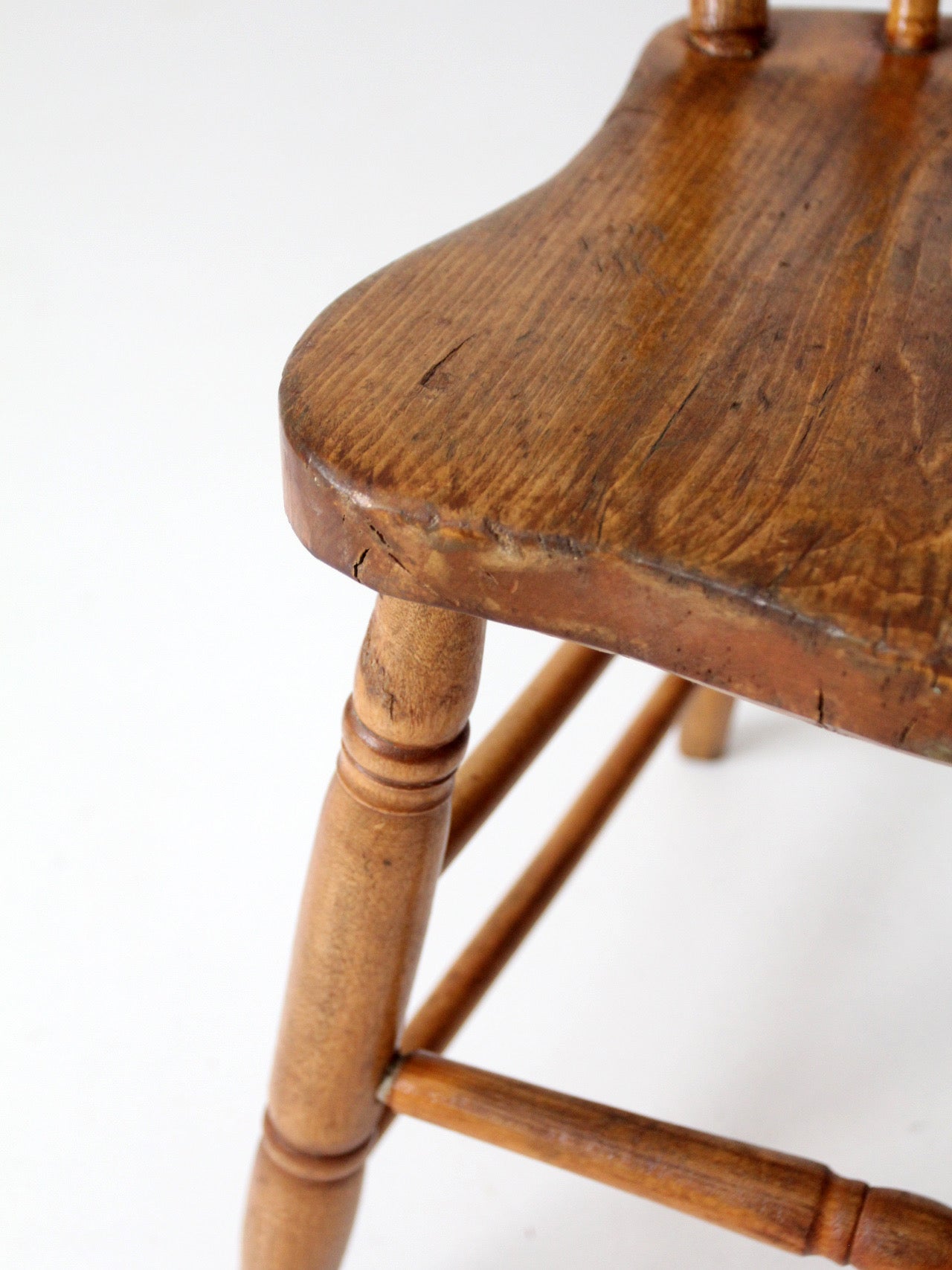 antique primitive farmhouse plank seat chair