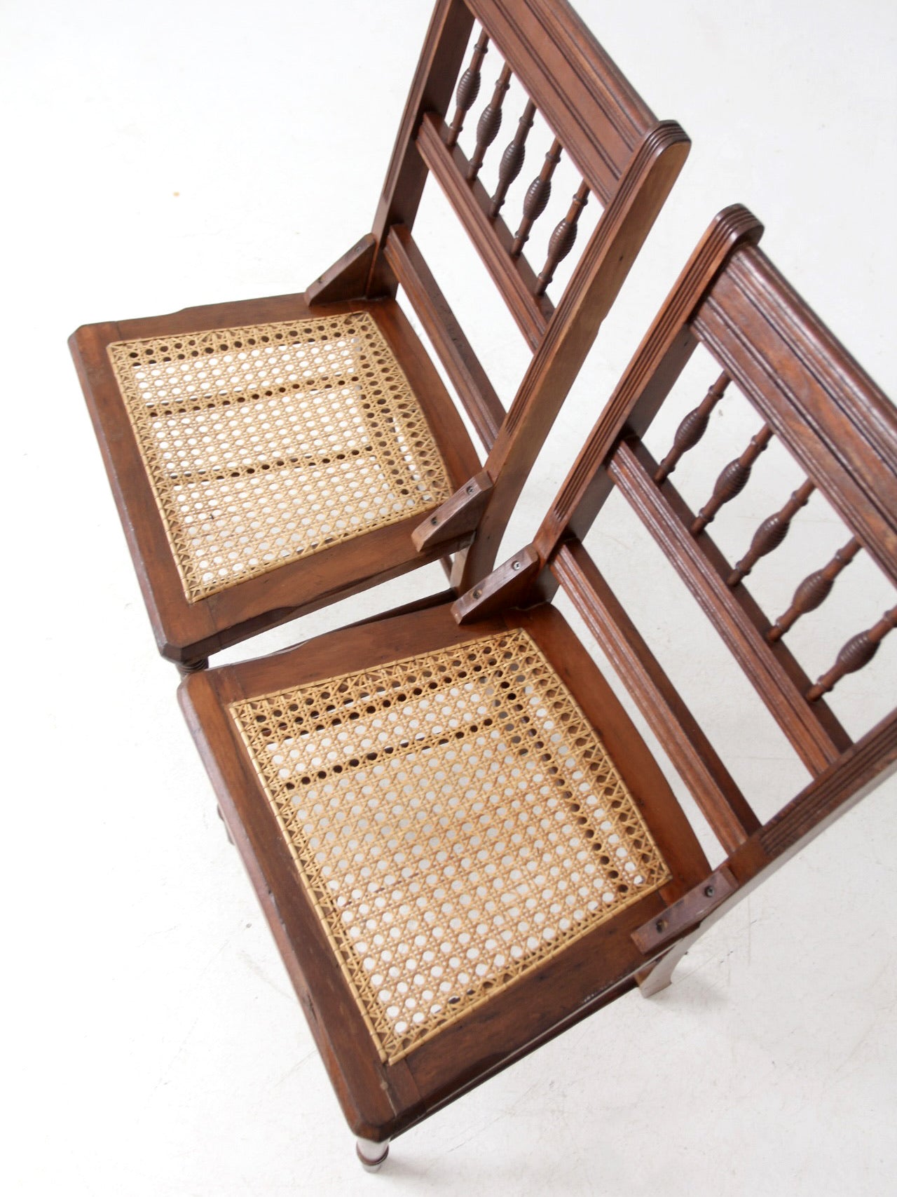 antique Eastlake side chairs with cane seats pair