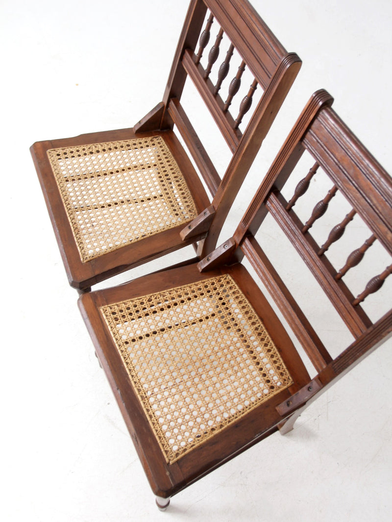 antique Eastlake side chairs with cane seats pair