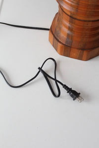 mid-century turned mixed wood table lamp