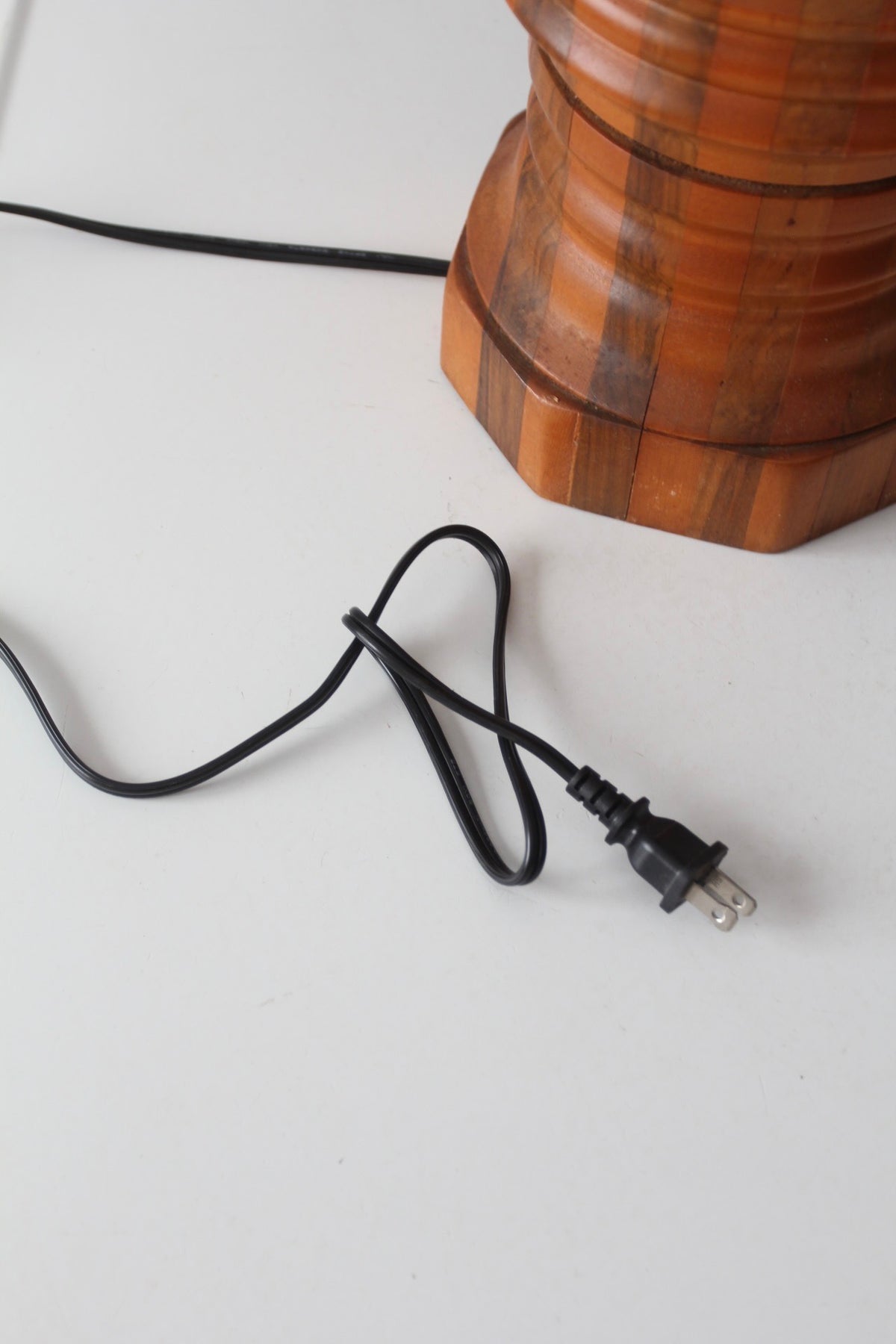 mid-century turned mixed wood table lamp