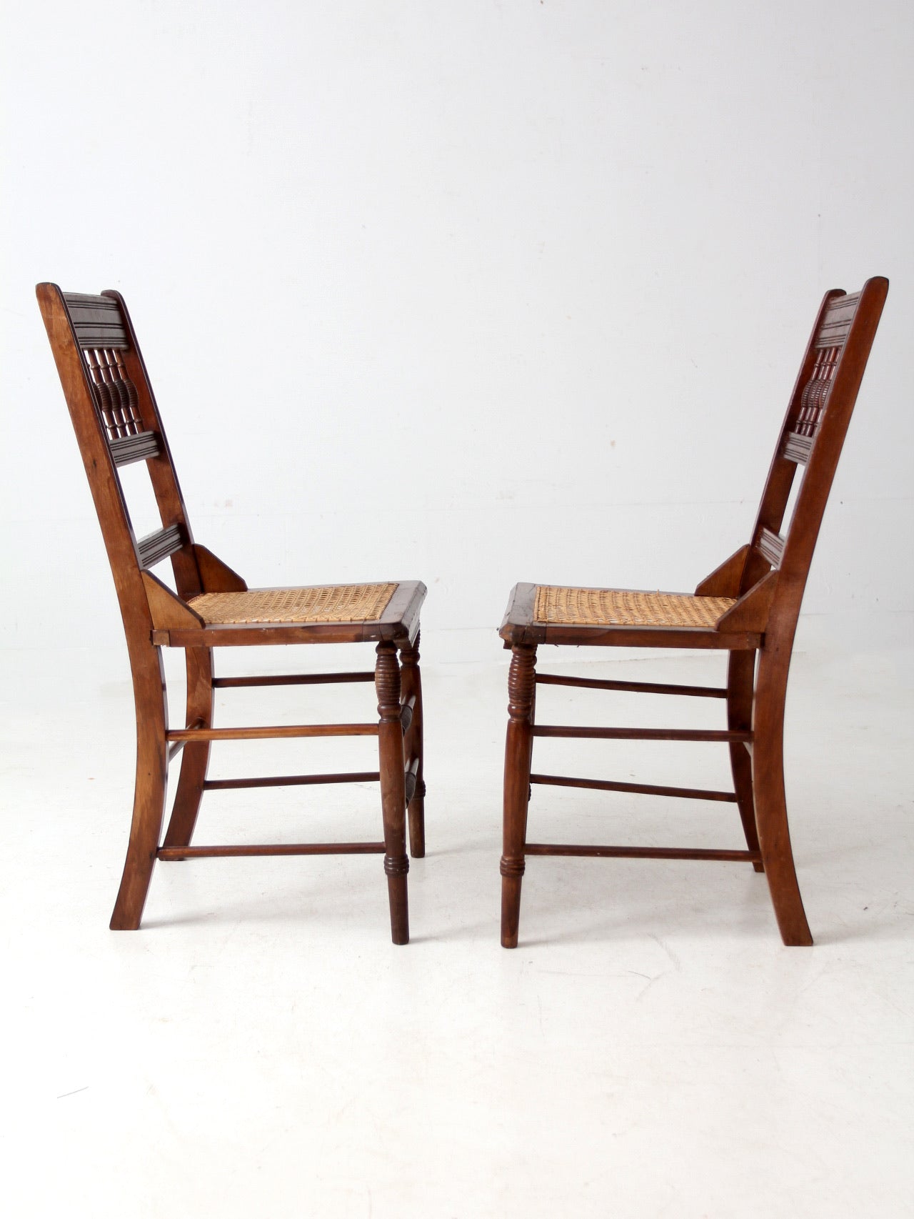 antique Eastlake side chairs with cane seats pair