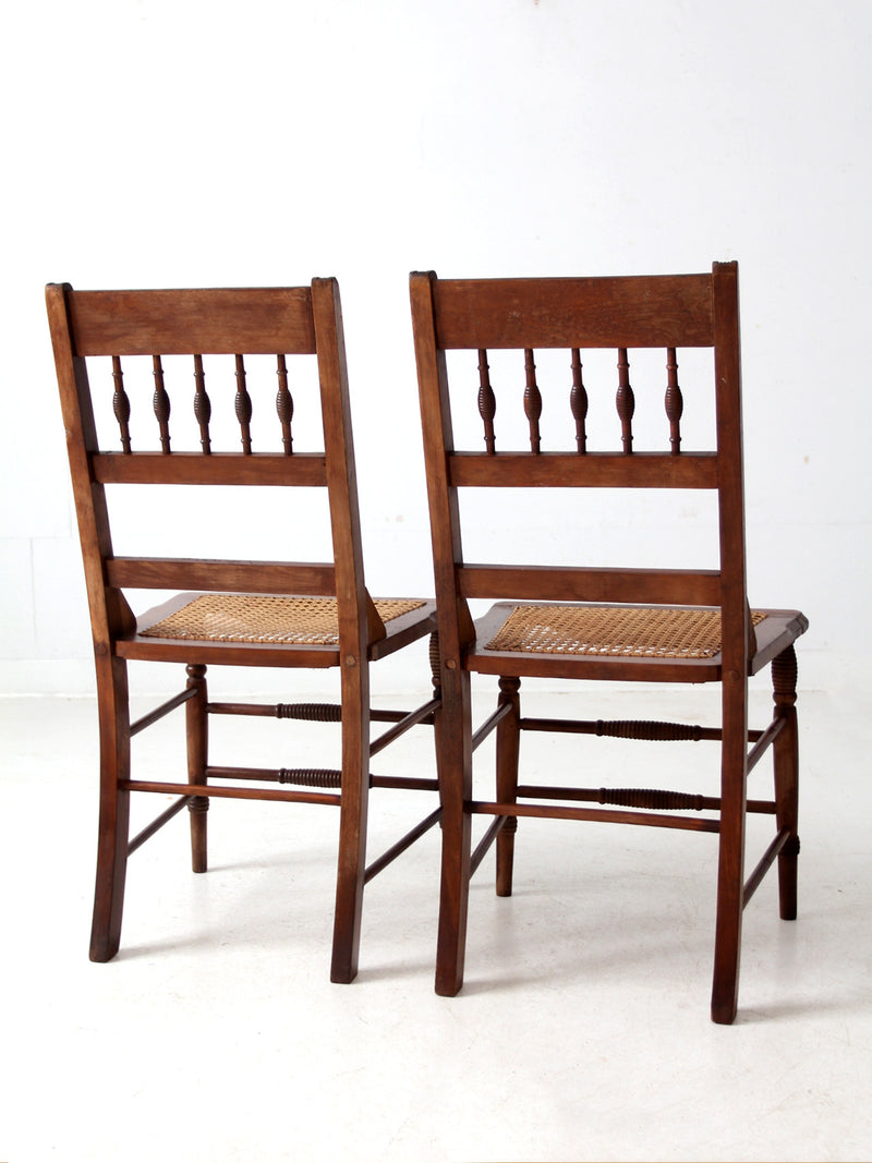 antique Eastlake side chairs with cane seats pair