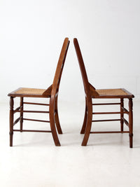 antique Eastlake side chairs with cane seats pair