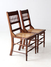 antique Eastlake side chairs with cane seats pair