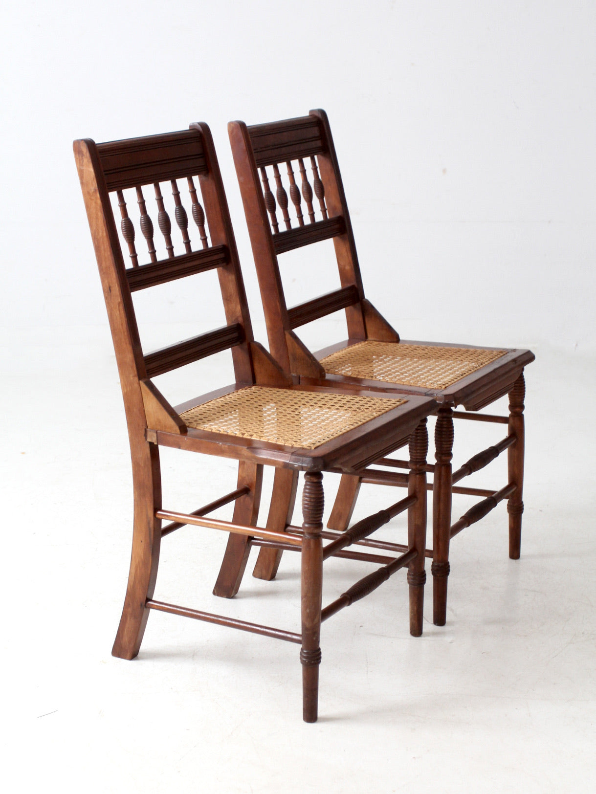 antique Eastlake side chairs with cane seats pair