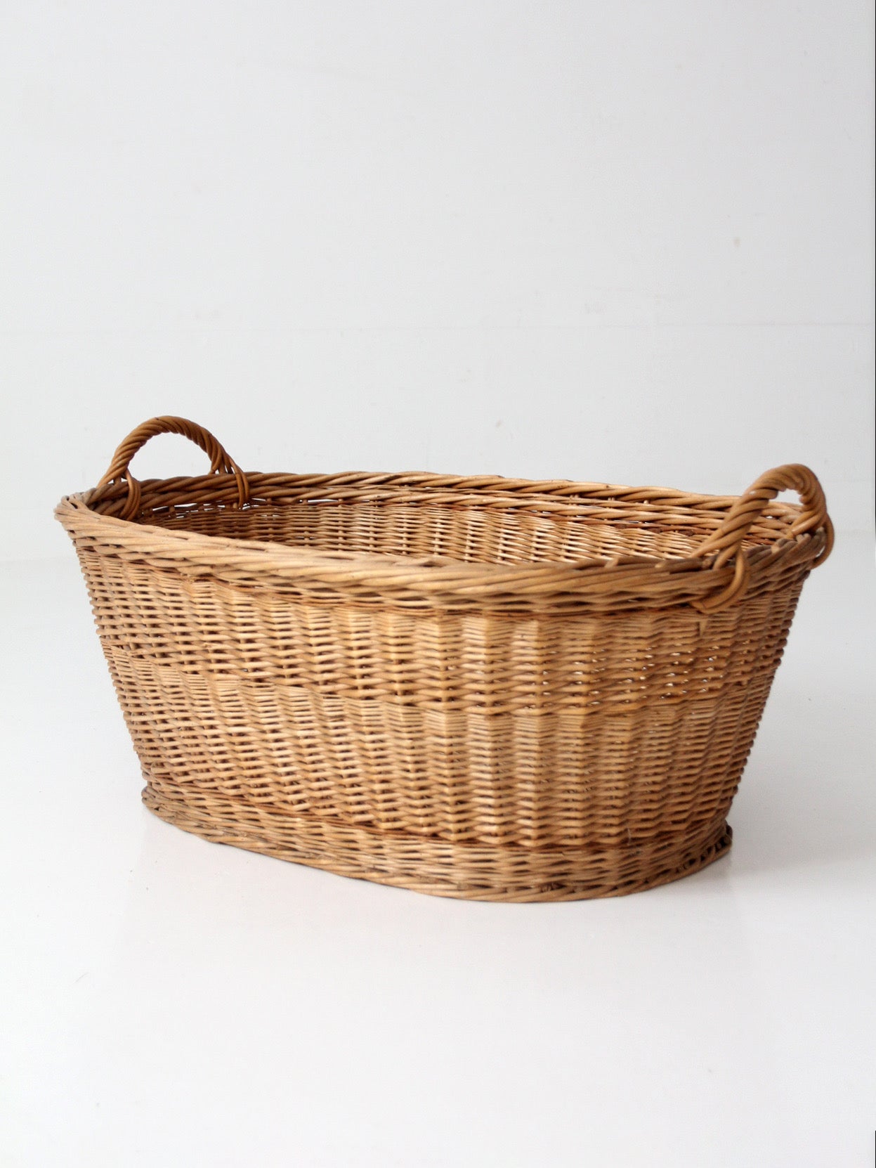antique wicker laundry basket