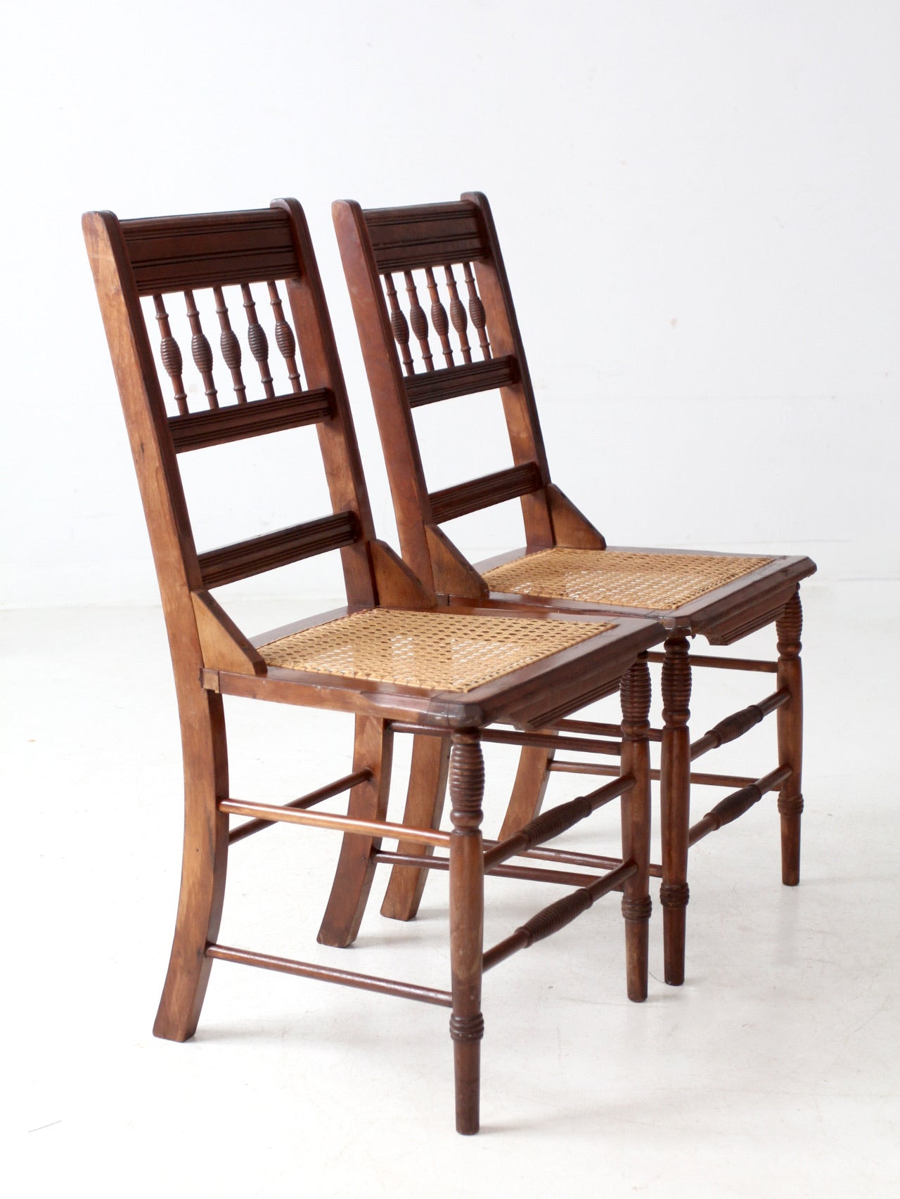 antique Eastlake side chairs with cane seats pair