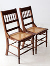 antique Eastlake side chairs with cane seats pair