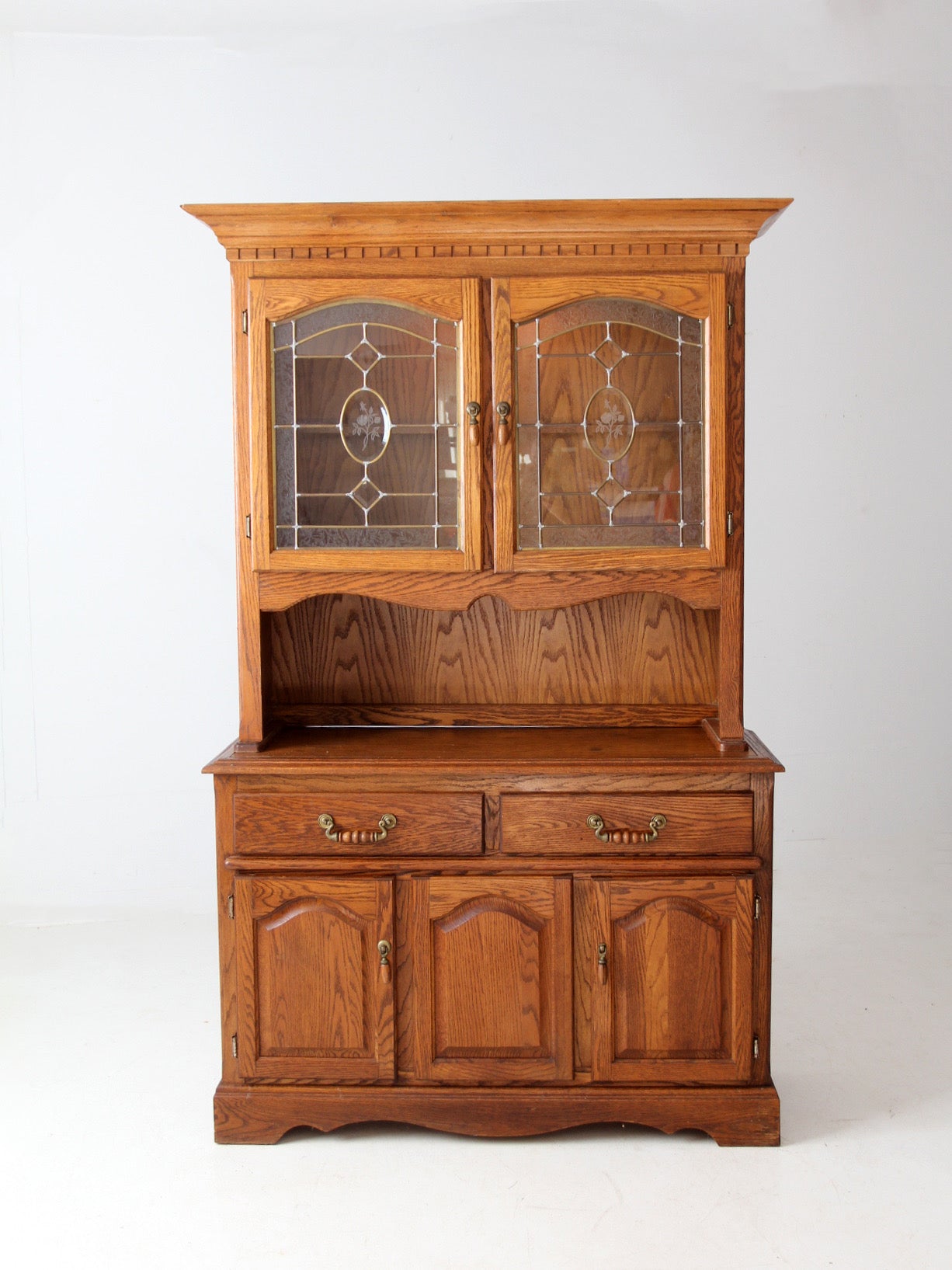 vintage oak china cabinet hutch