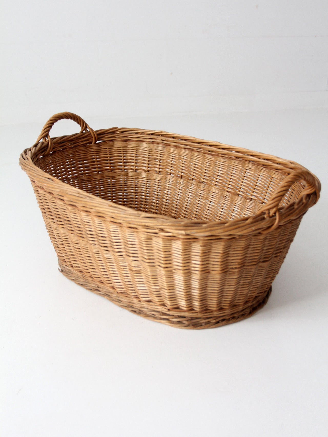 antique wicker laundry basket