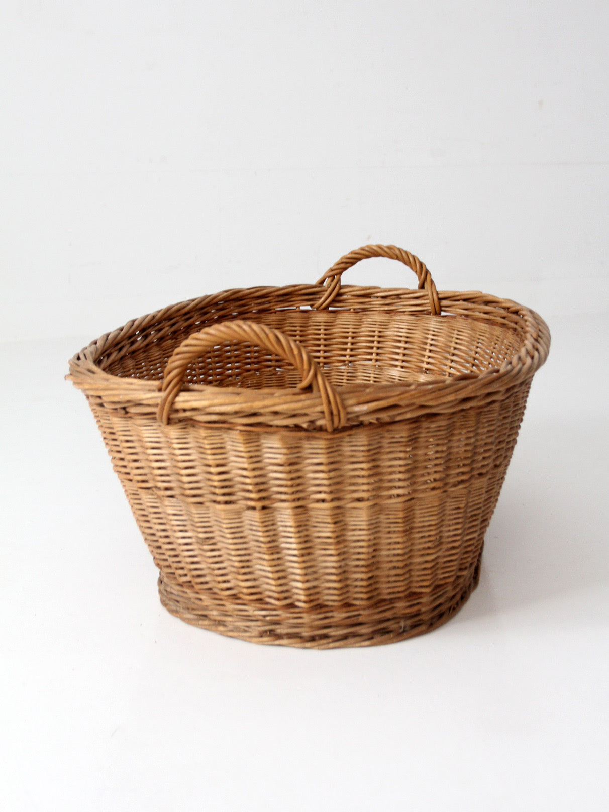 antique wicker laundry basket