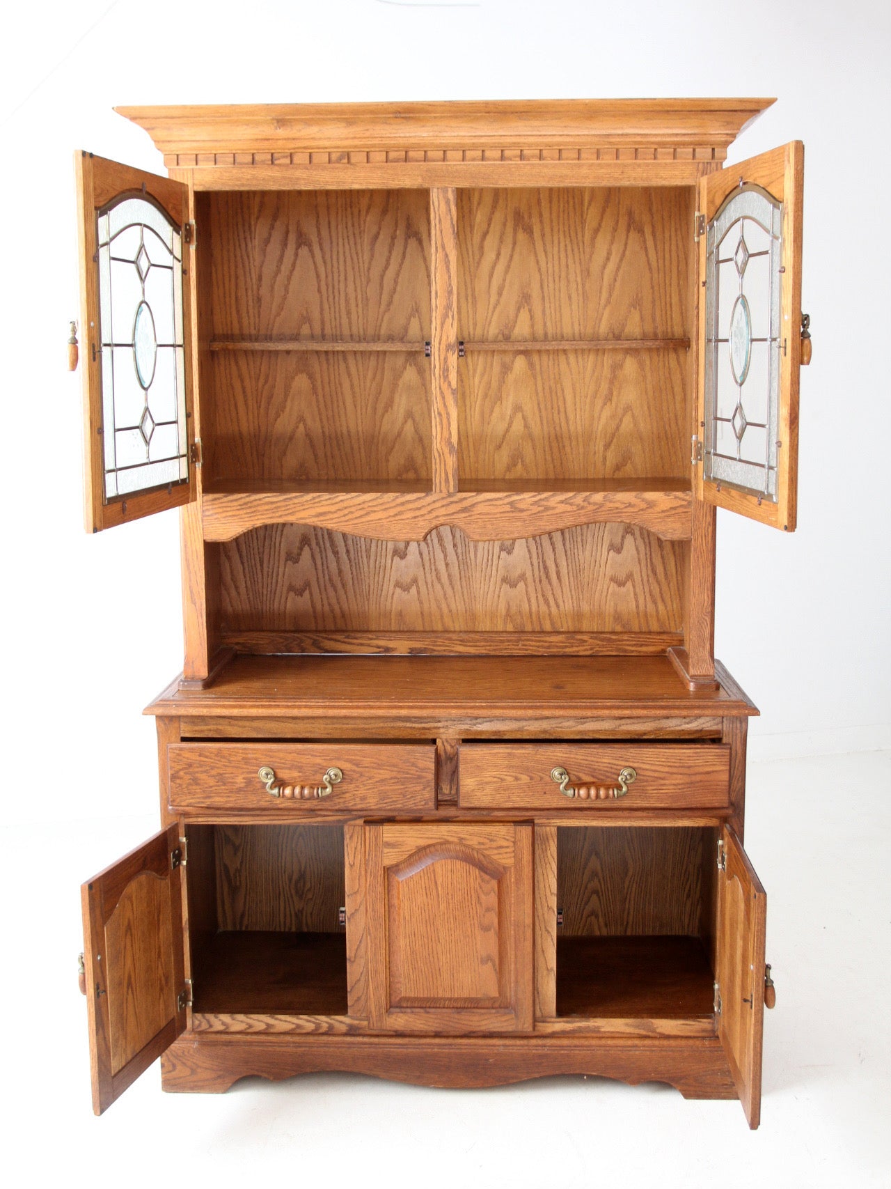 vintage oak china cabinet hutch