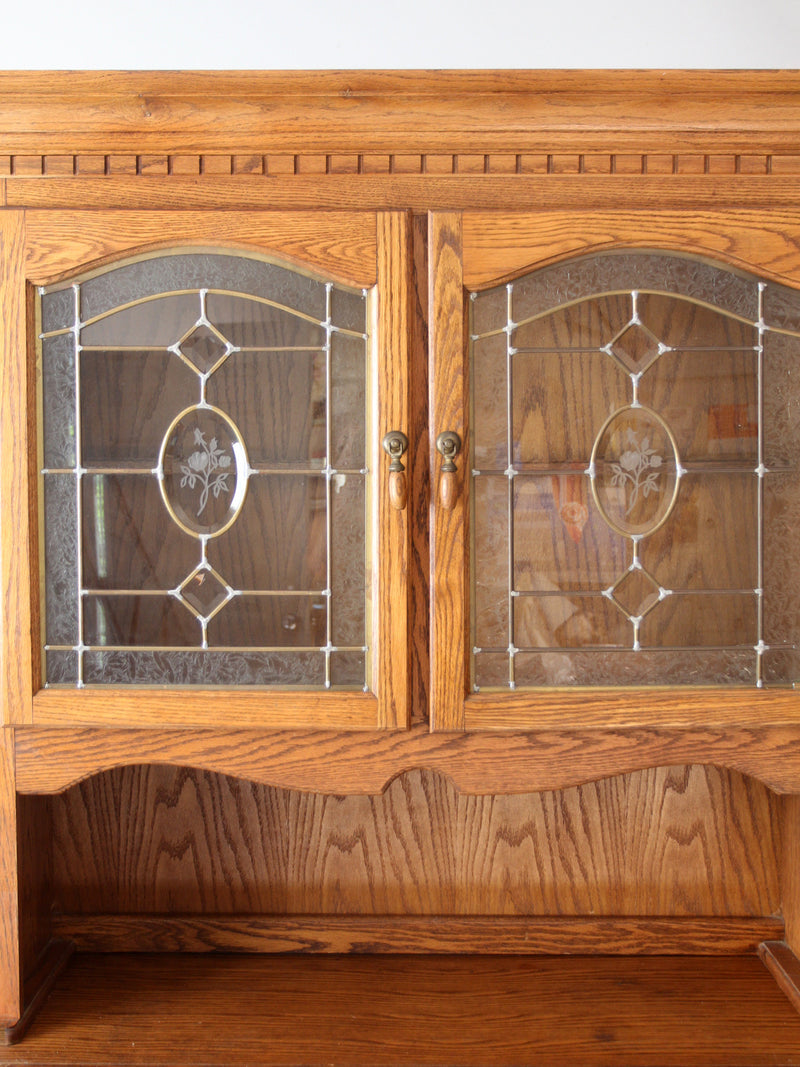 vintage oak china cabinet hutch
