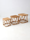 vintage rattan nesting tables set
