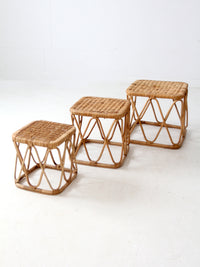 vintage rattan nesting tables set