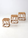 vintage rattan nesting tables set