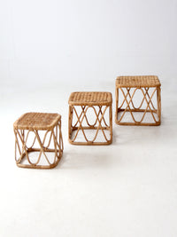 vintage rattan nesting tables set
