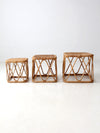vintage rattan nesting tables set