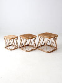 vintage rattan nesting tables set