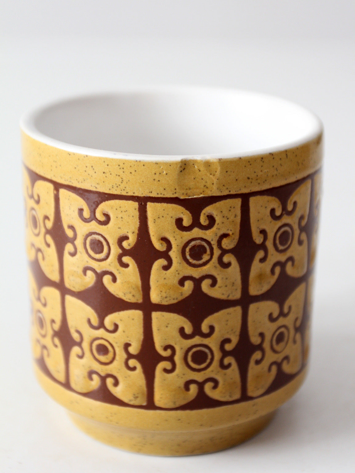 vintage 1970s geometric ceramic mug