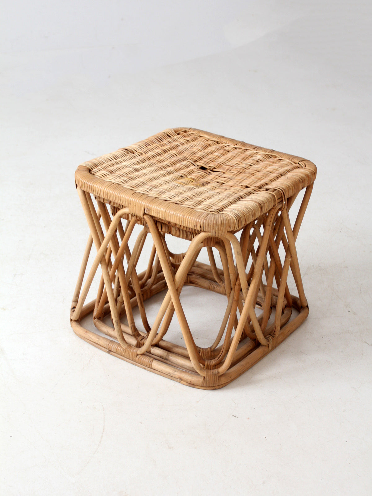 Small Rectangular Rattan Nesting Table vintage rattan nesting tables set – 86 Vintage