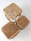 vintage rattan nesting tables set