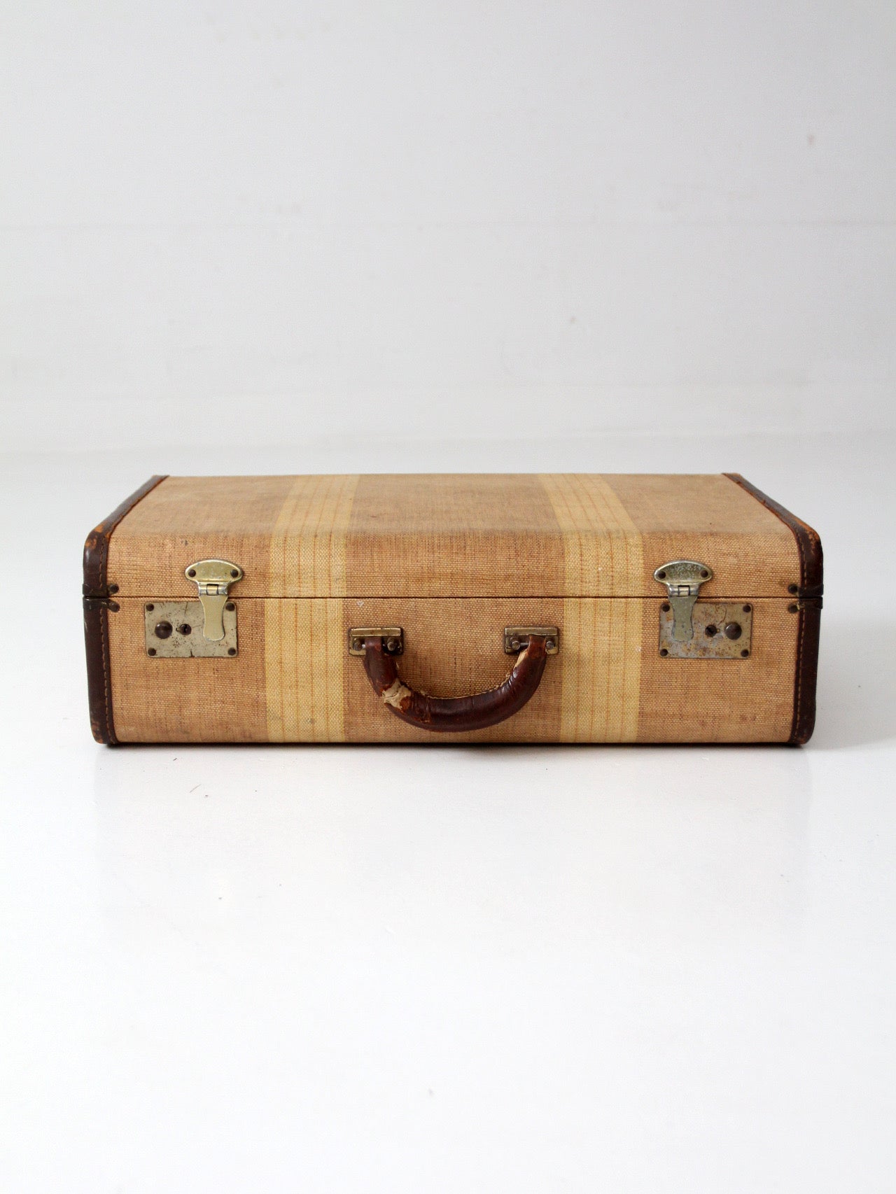 1930s striped canvas suitcase