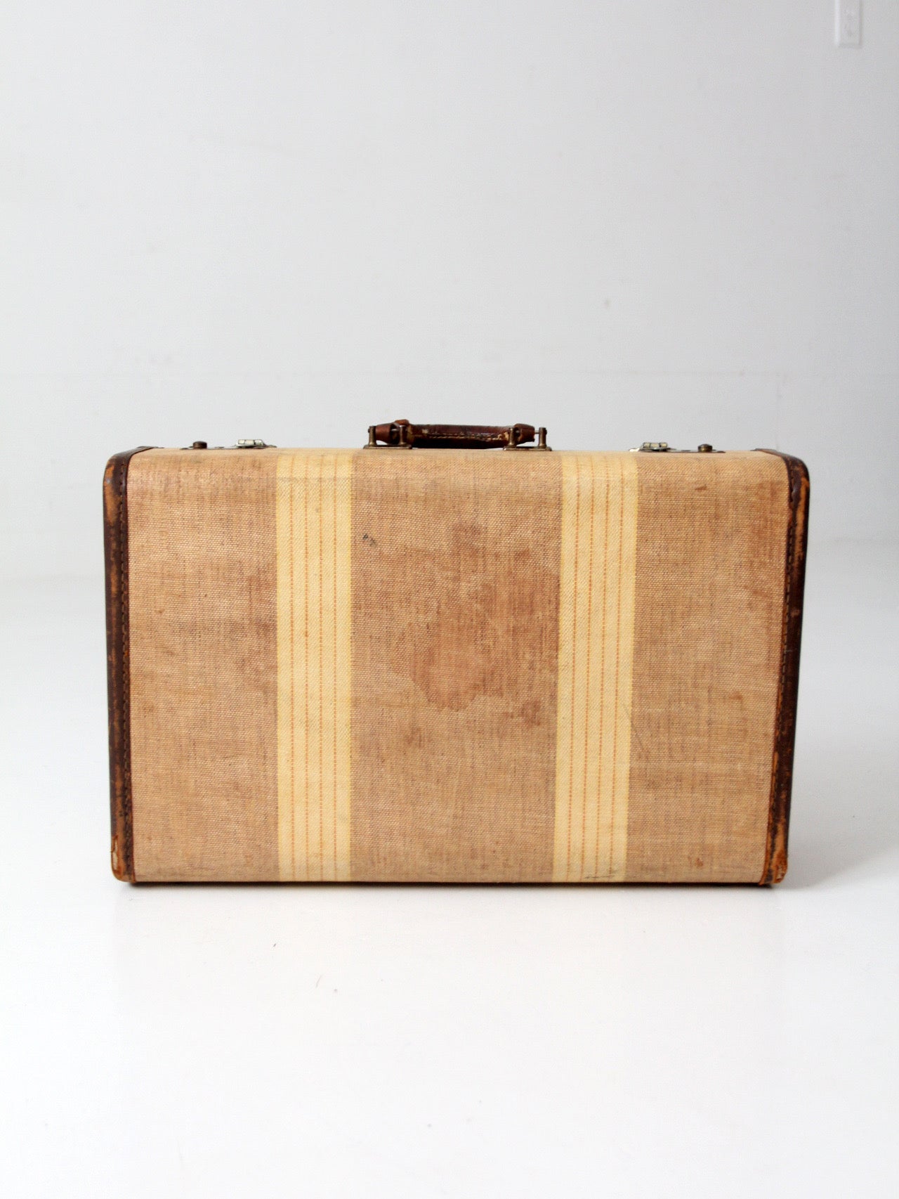1930s striped canvas suitcase