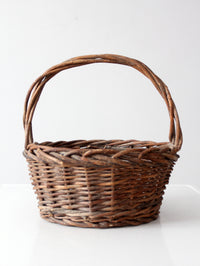vintage rustic woven willow basket with handle