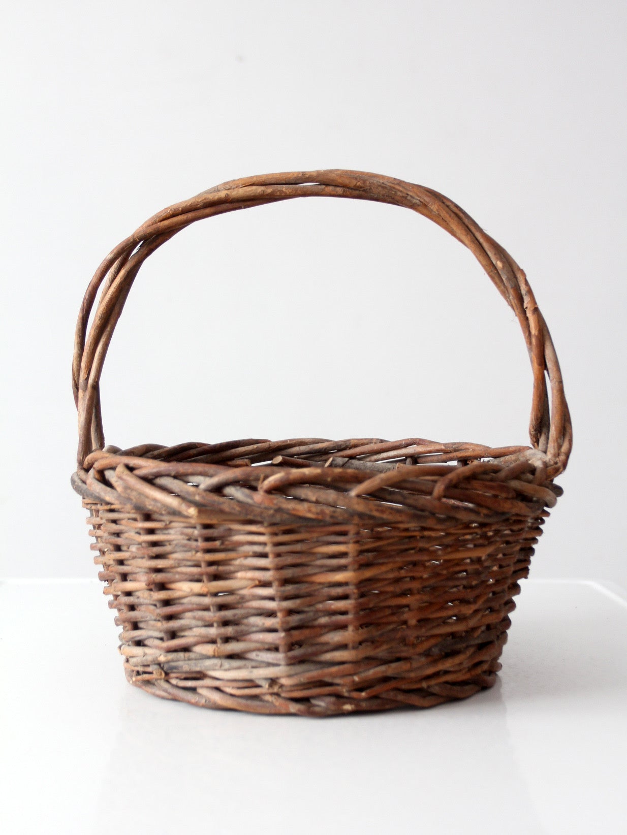 vintage rustic woven willow basket with handle
