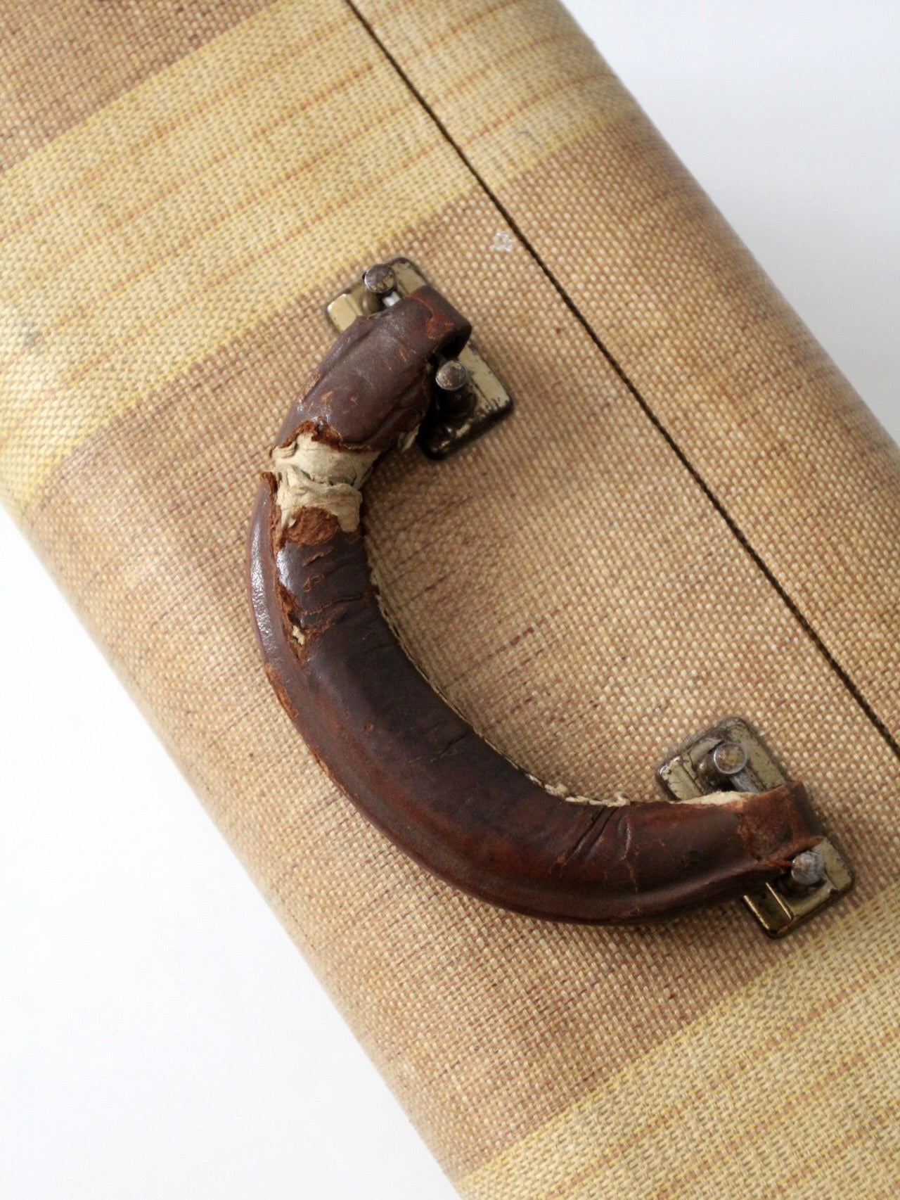 1930s striped canvas suitcase